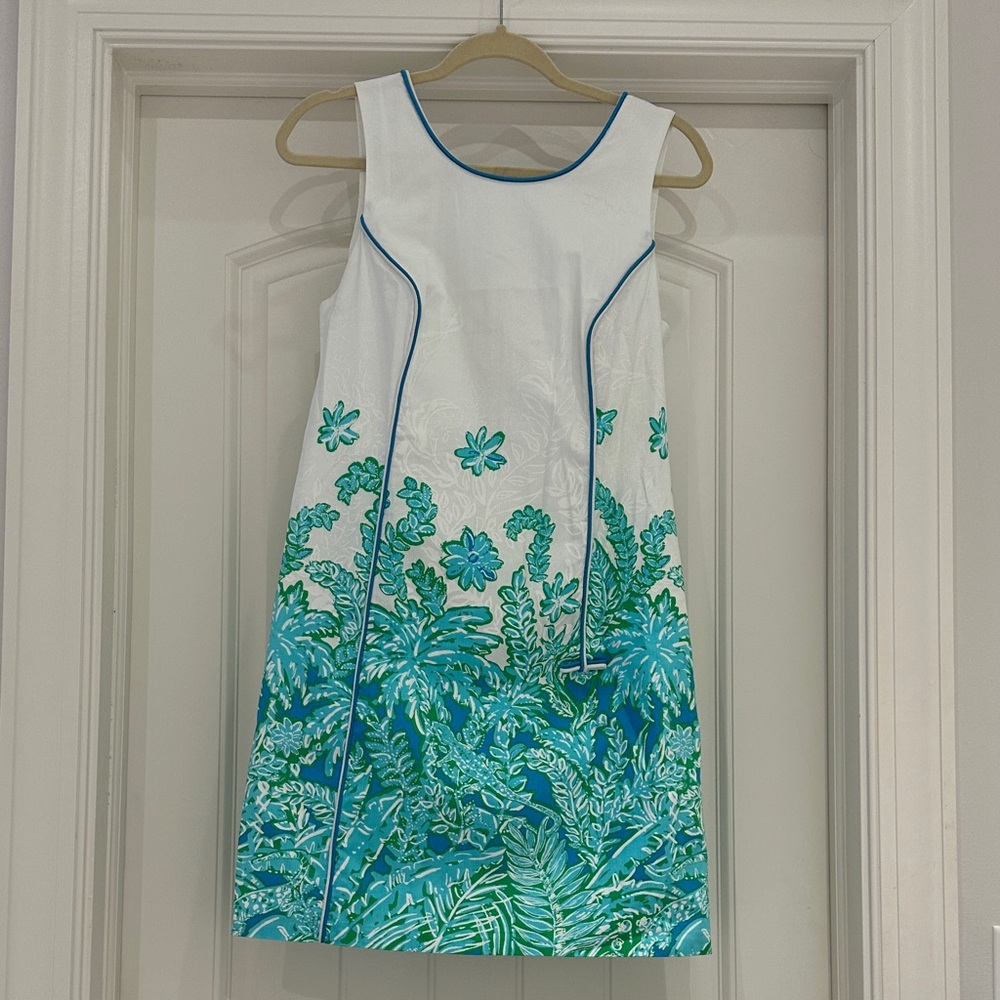 Lilly Pulitzer White, Blue and Green Floral Mini Dress